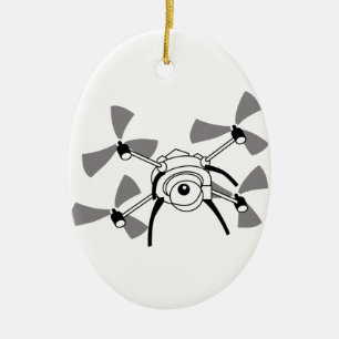 Drone Quadocopter Ceramic Tree Decoration