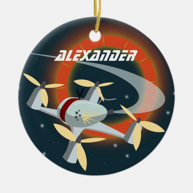 Drone Racing Ceramic Tree Decoration (Front)