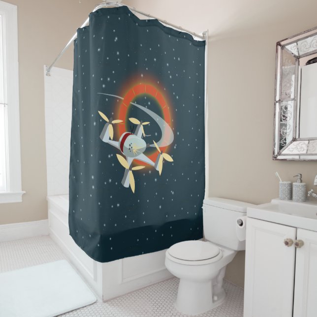 Drone Racing Shower Curtain (In Situ)