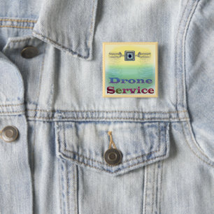 Drone Service 15 Cm Square Badge