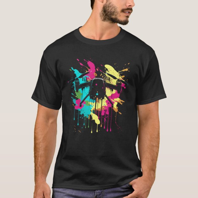 Drone Splash Quadrocopter Drone Pilot Retro Drone  T-Shirt (Front)