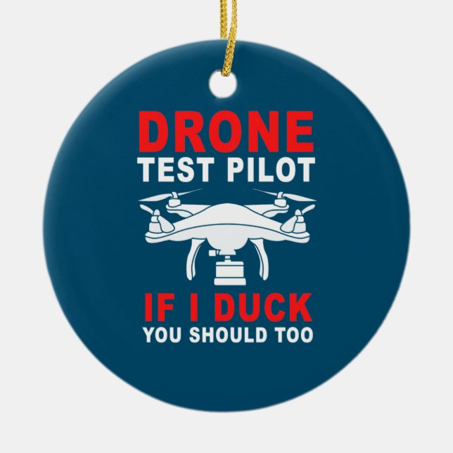 Drone Test Pilot Ceramic Tree Decoration (Front)