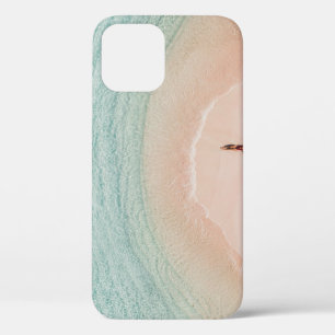 Drone View, Pink Beach Vacation. iPhone 12 Case