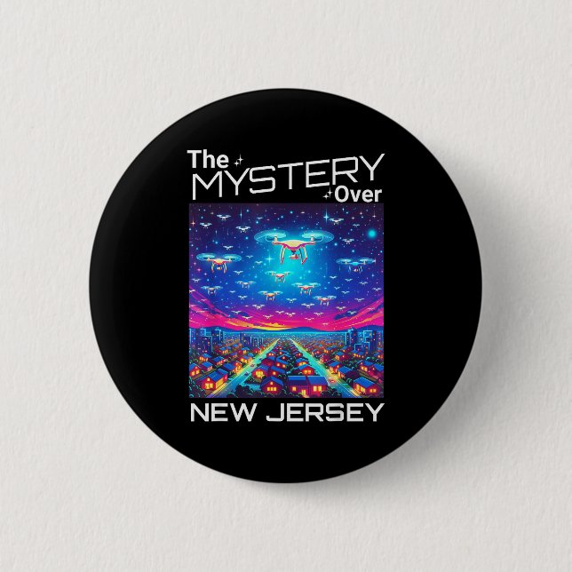 Drones New Jersey The Mystery Over New Jersey Funn 6 Cm Round Badge (Front)