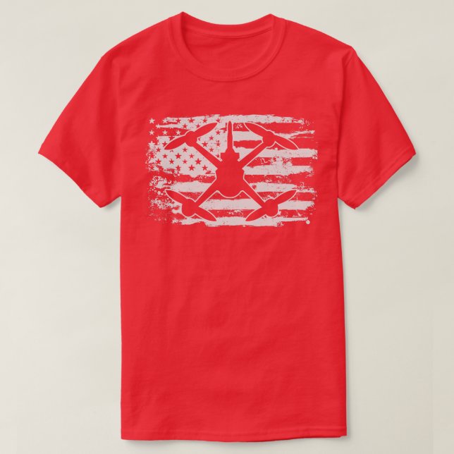 Drones USA Flag Drone Pilot Drone Racing T-Shirt (Design Front)