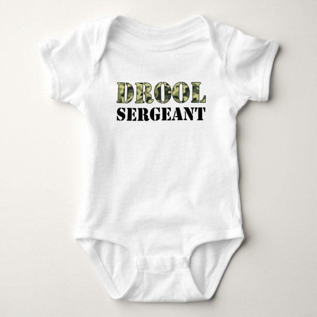 Drool Sergeant Camo Army Baby Bodysuit (Front)