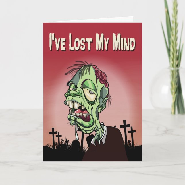 Drooling Zombie in Cemetery for Belated Birthday Card (Front)