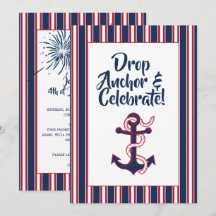 Drop Anchor Coastal 4th of july invitation