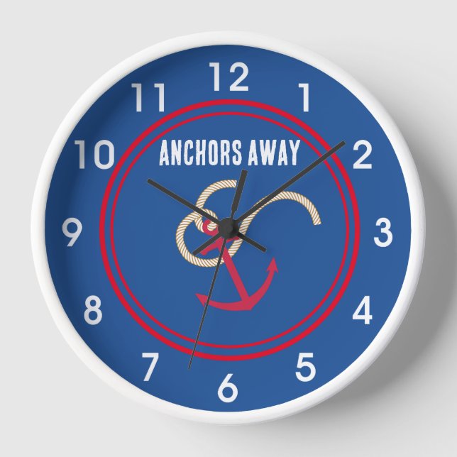 Drop Anchor Wall Clock Natural Wood Frame (Front)