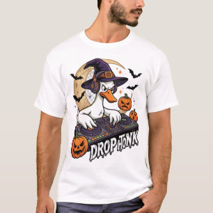 Drop Honk Dj Goose Halloween Witch Hat Pumpkins T-Shirt