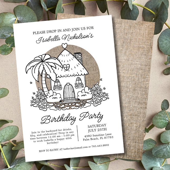 Drop In Stop By Beach House Birthday Party Invitation (Creator Uploaded)