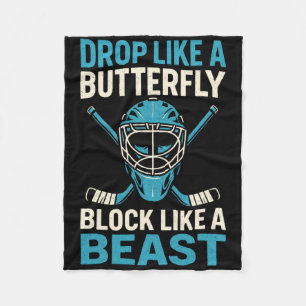 Drop Like A Butterfly - Ice Hockey Goalie Sports Fleece Blanket
