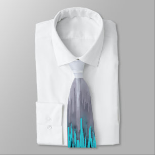 Drop the Bass Sound Waves Grey & Teal Tie
