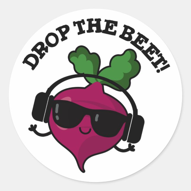 Drop The Beet Funny Music Veggie Pun  Classic Round Sticker (Front)