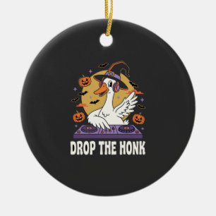 Drop The Honk Halloween DJ Goose Ceramic Tree Decoration