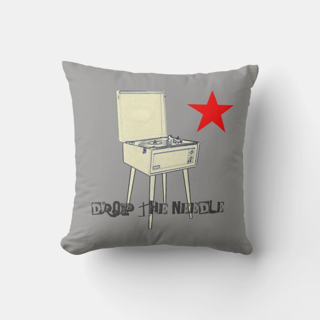 Drop the needle retro vinyl pillow cushion (Front)