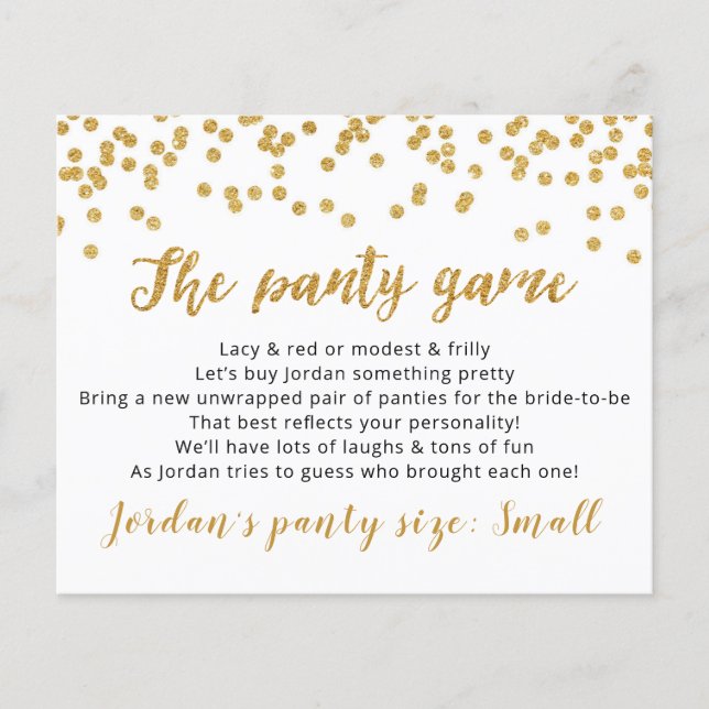 Drop your panties Template CARD Bridal game (Front)