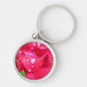 Droplets on Petals Premium Key Ring