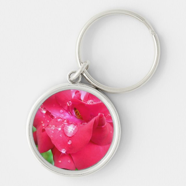 Droplets on Petals Premium Key Ring (Front)