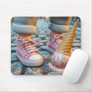 Dropped Ice Cream Cones By Child's Sneakers Mouse Mat