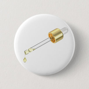 Dropper pipette with yellow serum 6 cm round badge