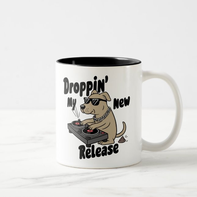 Droppin' My New Release Dog Hip-Hop Two-Tone Coffee Mug (Right)