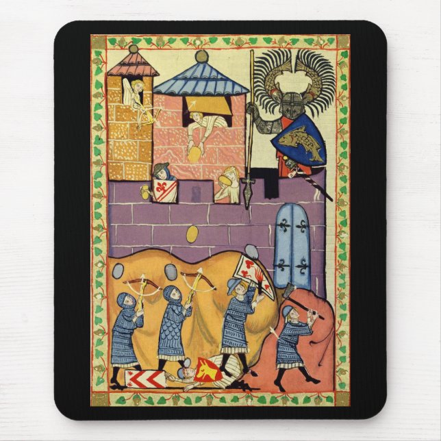 Dropping Rocks, 14th Century Codex Manesse Mouse Mat (Front)
