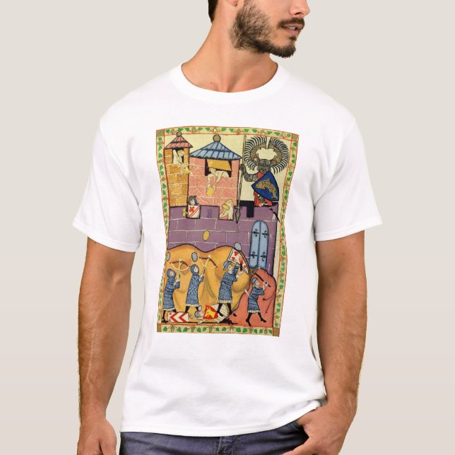 Dropping Rocks, 14th Century Codex Manesse T-Shirt (Front)