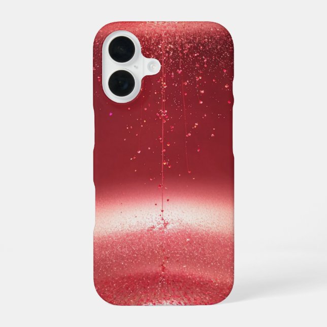 Drops of Passion Red Glitter Heart Art Phone Case (Back)