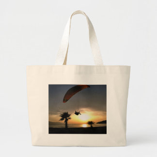 Dropzone At Dusk Adventure Paraglider Art Large Tote Bag