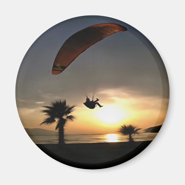 Dropzone At Dusk Adventure Paraglider Art Magnet (Front)