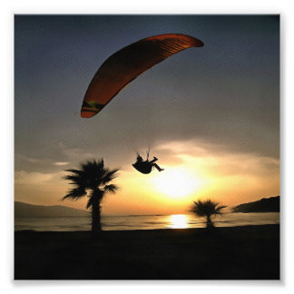 Dropzone At Dusk Adventure Paraglider Art Photo Print