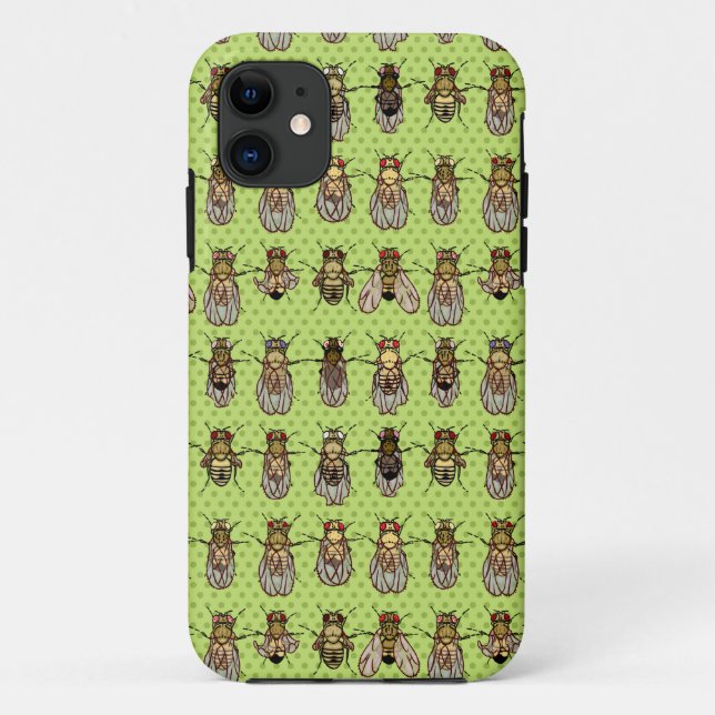 Drosophila Fruit Fly Genetics - mutants - Lime Case-Mate iPhone Case (Back)