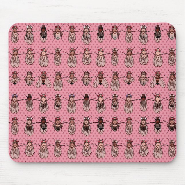 Drosophila Fruit Fly Genetics - mutants - Pink Mouse Mat (Front)