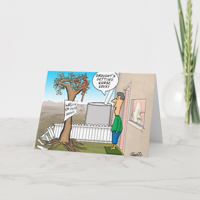 Drought Humour Cartoon Card (Front)