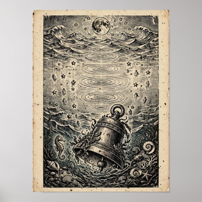 Drowned Bell Art Print — Gothic Dark Fantasy (Front)