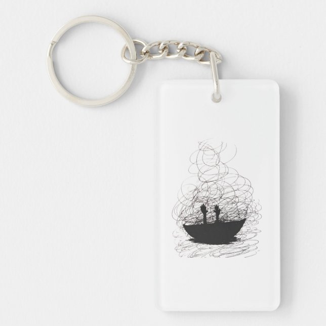 Drowning in Chaotic Thoughts Key Ring (Front)