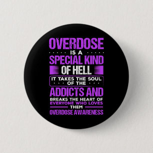 Drug Abuse Purple Ribbon Addict Overdose Awareness 6 Cm Round Badge