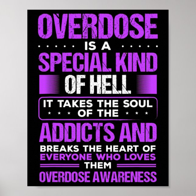 Drug Abuse Purple Ribbon Addict Overdose Awareness Poster (Front)