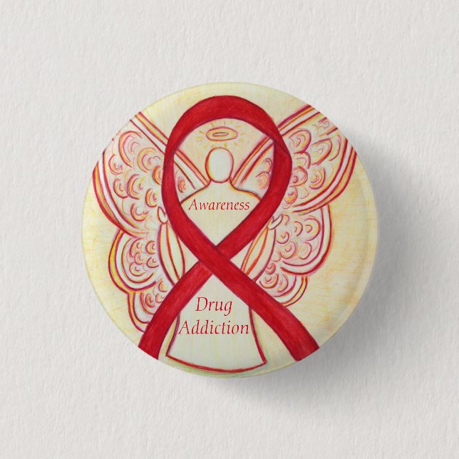 Drug Addiction Awareness Ribbon Angel Custom Pin (Front)