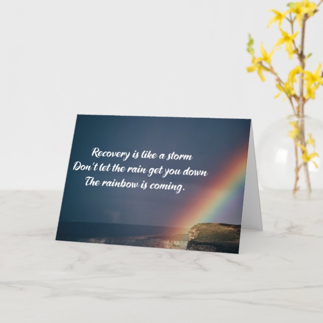 Drug Addiction Recovery Motivational Quote Rainbow Card (Yellow Flower)