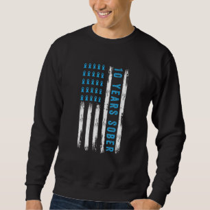 Drug Alcohol Addiction Recovery 10 Years Sober Usa Sweatshirt