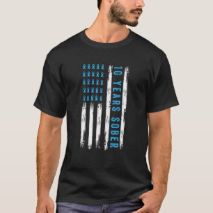 Drug Alcohol Addiction Recovery 10 Years Sober Usa T-Shirt