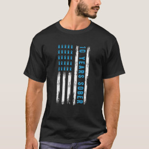 Drug Alcohol Addiction Recovery 10 Years Sober Usa T-Shirt