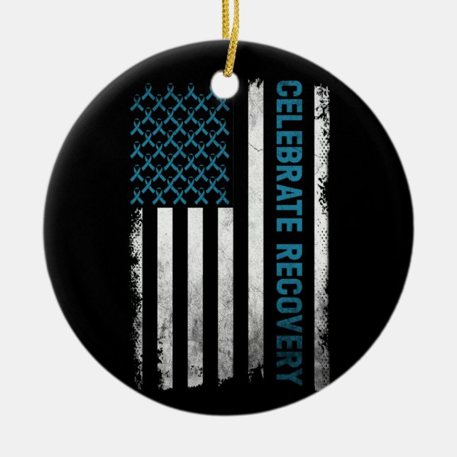 Drug Alcohol Addiction Recovery Celebrate Recovery Ceramic Tree Decoration (Front)