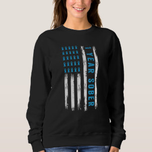Drug Alcohol Addiction Recovery One Year Sober Usa Sweatshirt