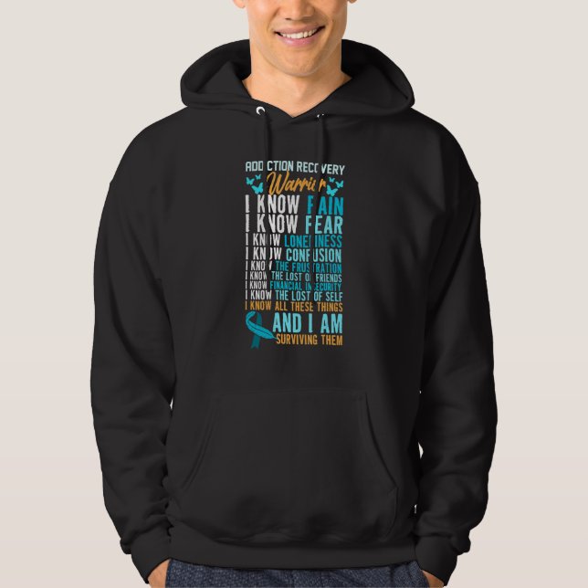 Drug Alcohol Gambling Addiction Recovery Warrior Hoodie (Front)