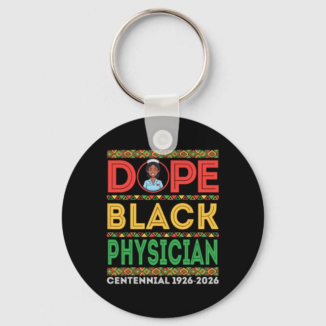 Drug Black Physician Centennial 1926 2026 Black Hi Key Ring (Front)