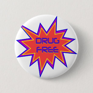 Drug Free 6 Cm Round Badge