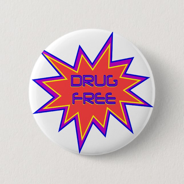 Drug Free 6 Cm Round Badge (Front)